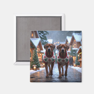 Rhodesian Ridgeback Honden Kerst Sneeuw Vakantie Magneet