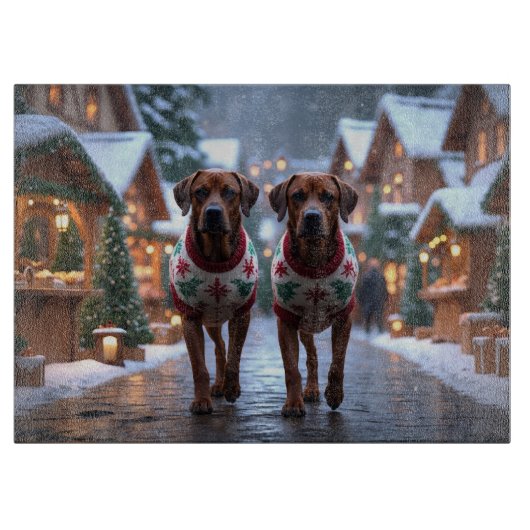 Rhodesian Ridgeback Honden Kerst Sneeuw Vakantie Snijplank (Voorkant)