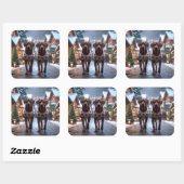 Rhodesian Ridgeback Honden Kerst Sneeuw Vakantie Vierkante Sticker (Vel)