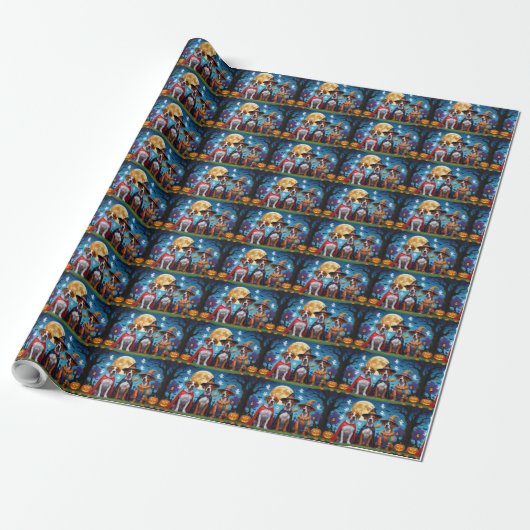 Rhodesian Ridgeback Honden Pompoen Halloween Grapp Cadeaupapier (Uitgerold)