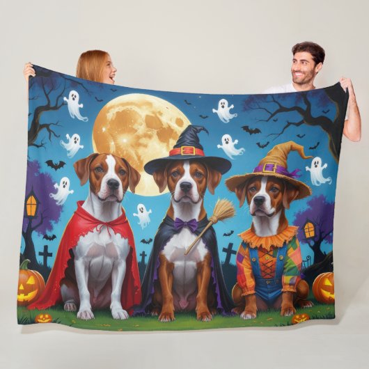 Rhodesian Ridgeback Honden Pompoen Halloween Grapp Fleece Deken (In situ)