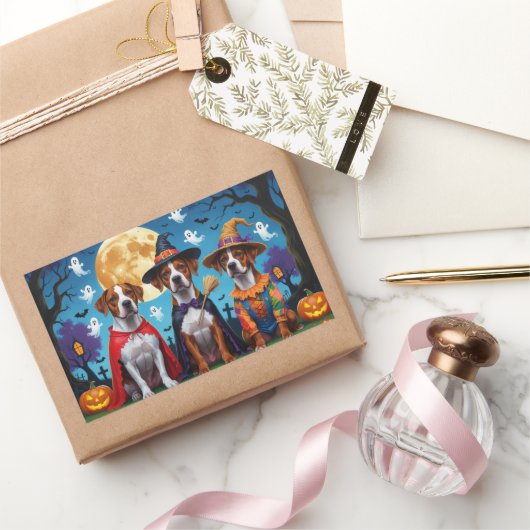 Rhodesian Ridgeback Honden Pompoen Halloween Grapp Rechthoekige Sticker (Geschenken)