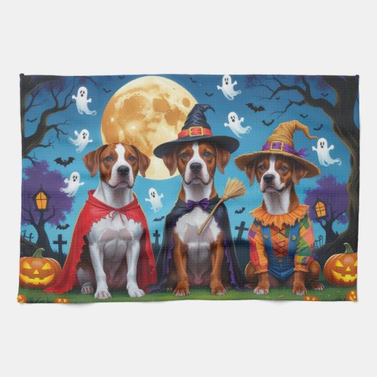 Rhodesian Ridgeback Honden Pompoen Halloween Grapp Theedoek (Horizontaal)