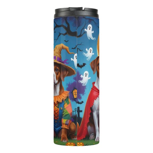 Rhodesian Ridgeback Honden Pompoen Halloween Grapp Thermosbeker (Achterkant)