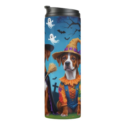 Rhodesian Ridgeback Honden Pompoen Halloween Grapp Thermosbeker (Geroteerd rechts)
