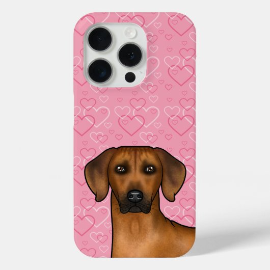 Rhodesian Ridgeback hondenhoofd op roze liefdeshar Case-Mate iPhone Case (Achterkant)
