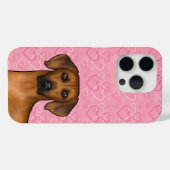 Rhodesian Ridgeback hondenhoofd op roze liefdeshar Case-Mate iPhone Case (Achterkant (horizontaal))