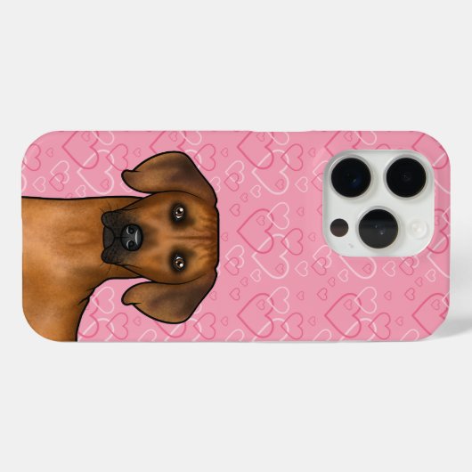 Rhodesian Ridgeback hondenhoofd op roze liefdeshar Case-Mate iPhone Case (Achterkant (horizontaal))