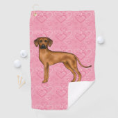 Rhodesian Ridgeback hondenhoofd op roze liefdeshar Golfhanddoek (Insitu)