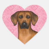 Rhodesian Ridgeback hondenhoofd op roze liefdeshar Hart Sticker (Voorkant)