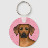 Rhodesian Ridgeback hondenhoofd op roze liefdeshar Sleutelhanger (Voorkant)