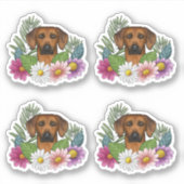 Rhodesian Ridgeback hondenkop en kleurrijke bloeme Sticker (Voorkant)