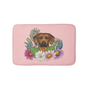 Rhodesian Ridgeback Hondenkop Kleurrijke Bloemen R Badmat
