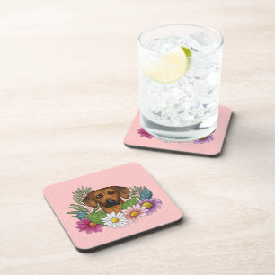 Rhodesian Ridgeback Hondenkop Kleurrijke Bloemen R Bier Onderzetter