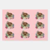Rhodesian Ridgeback Hondenkop Kleurrijke Bloemen R Inpakpapier Vel (Voorkant 2)