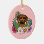 Rhodesian Ridgeback Hondenkop Kleurrijke Bloemen R Keramisch Ornament (Rechts)