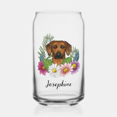 Rhodesian Ridgeback Hondenkop Kleurrijke Wildbloem Blikvorm Glas (Voorkant)