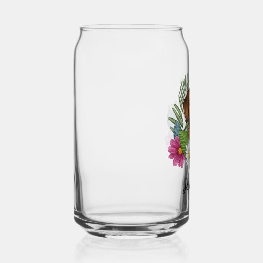 Rhodesian Ridgeback Hondenkop Kleurrijke Wildbloem Blikvorm Glas (Rechts)