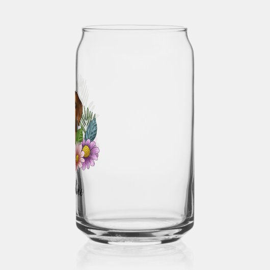 Rhodesian Ridgeback Hondenkop Kleurrijke Wildbloem Blikvorm Glas (Links)