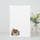 Rhodesian Ridgeback Hondenkop Kleurrijke Wildbloem Briefpapier (Staand voorkant)