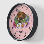 Rhodesian Ridgeback Hondenkop Wildbloemen op roze (Hoek)