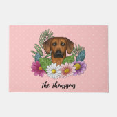 Rhodesian Ridgeback Hondenkop Zomer Bloemen Roze Deurmat (Voorkant)