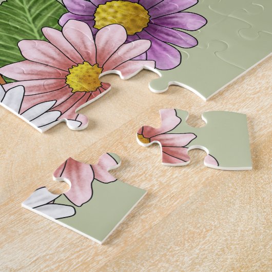 Rhodesian Ridgeback Hondenkop Zomerbloemen Groen Legpuzzel (Zijkant)