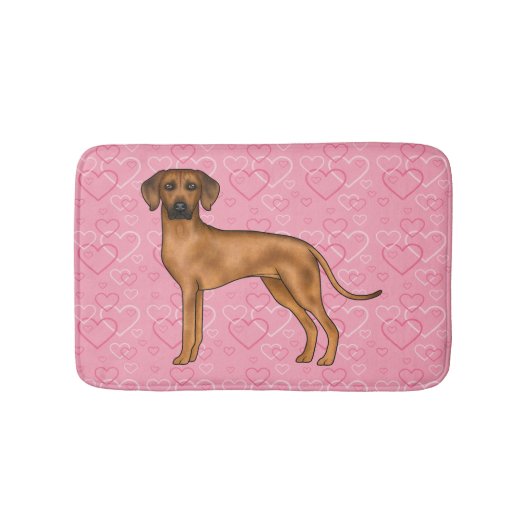 Rhodesian Ridgeback Hondenliefde Hart Patroon Roze Badmat (Voorkant)