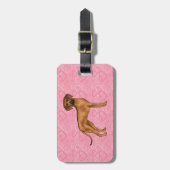 Rhodesian Ridgeback Hondenliefde Hart Patroon Roze Bagagelabel (Voorkant verticaal)