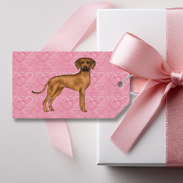 Rhodesian Ridgeback Hondenliefde Hart Patroon Roze Cadeaulabel