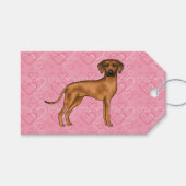 Rhodesian Ridgeback Hondenliefde Hart Patroon Roze Cadeaulabel (Voorkant (Horizontaal))