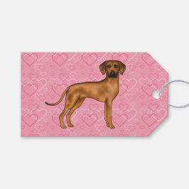 Rhodesian Ridgeback Hondenliefde Hart Patroon Roze Cadeaulabel