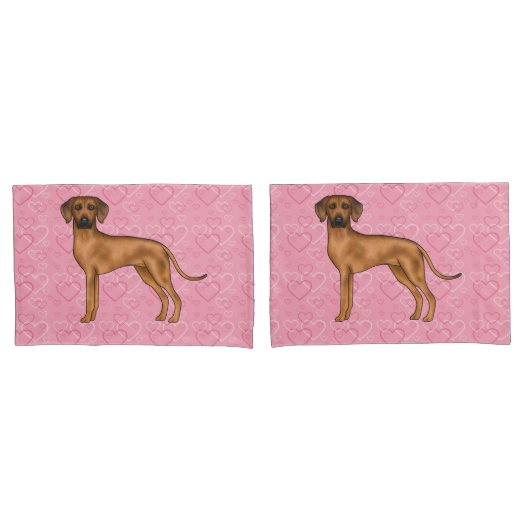 Rhodesian Ridgeback Hondenliefde Hart Patroon Roze Kussensloop (Voorkant-Set)