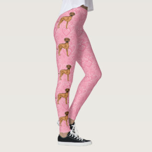 Rhodesian Ridgeback Hondenliefde Hart Patroon Roze Leggings