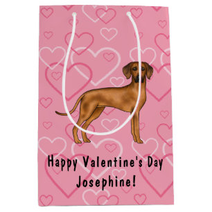 Rhodesian Ridgeback Hondenliefde Hart Patroon Roze Medium Cadeauzakje