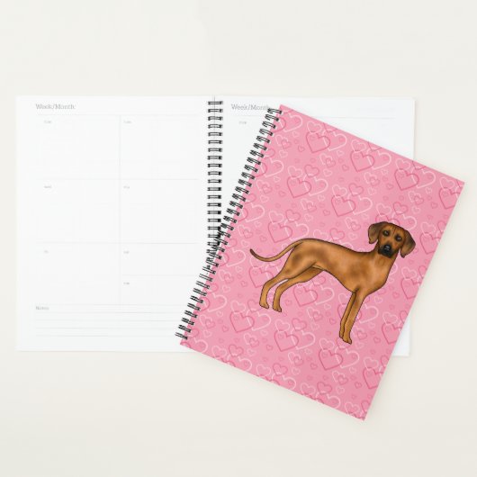 Rhodesian Ridgeback Hondenliefde Hart Patroon Roze Planner (Display)