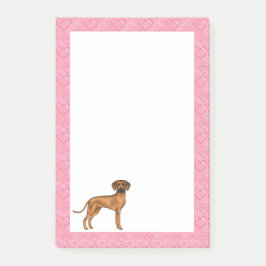 Rhodesian Ridgeback Hondenliefde Hart Patroon Roze Post-it® Notes