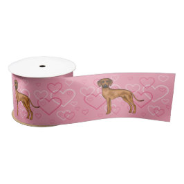 Rhodesian Ridgeback Hondenliefde Hart Patroon Roze Satijnen Lint