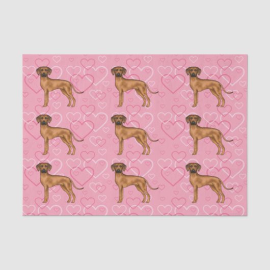 Rhodesian Ridgeback Hondenliefde Hart Patroon Roze Tissuepapier (Voorkant)