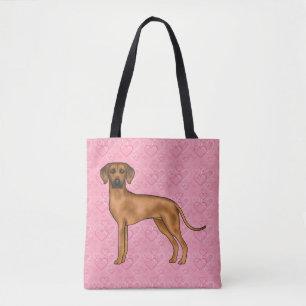 Rhodesian Ridgeback Hondenliefde Hart Patroon Roze Tote Bag