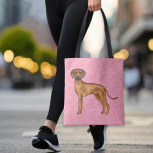 Rhodesian Ridgeback Hondenliefde Hart Patroon Roze Tote Bag