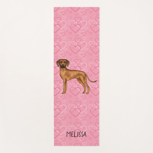 Rhodesian Ridgeback Hondenliefde Hart Patroon Roze Yogamat (Voorkant)