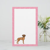 Rhodesian Ridgeback Hondenliefde Hartpatroon Roze Briefpapier (Staand voorkant)