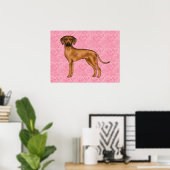 Rhodesian Ridgeback Hondenliefde Hartpatroon Roze Poster (Thuiskantoor)