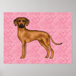 Rhodesian Ridgeback Hondenliefde Hartpatroon Roze Poster