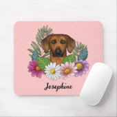 Rhodesian Ridgeback hoofd kleurrijke bloemen en na Muismat (Met muis)