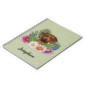 Rhodesian Ridgeback hoofd kleurrijke bloemen en na Notitieboek (Linkerzijde)