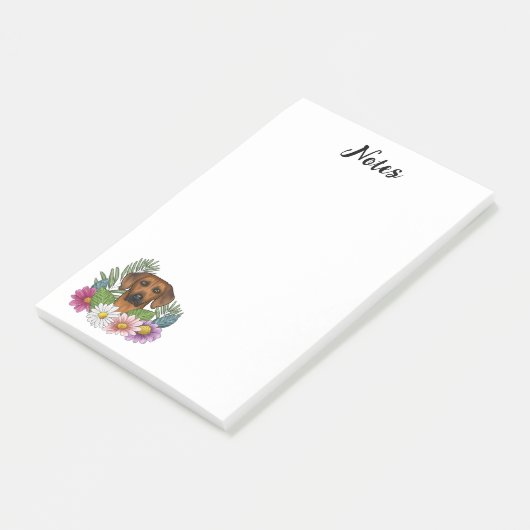 Rhodesian Ridgeback hoofd kleurrijke bloemen en te Post-it® Notes (Schuin)