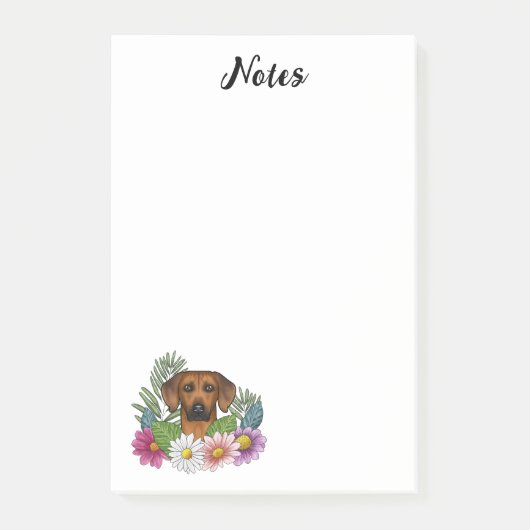Rhodesian Ridgeback hoofd kleurrijke bloemen en te Post-it® Notes (Voorkant)