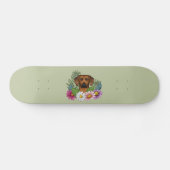 Rhodesian Ridgeback Hoofd Kleurrijke Bloemen Op Gr Persoonlijk Skateboard (Horizontaal)